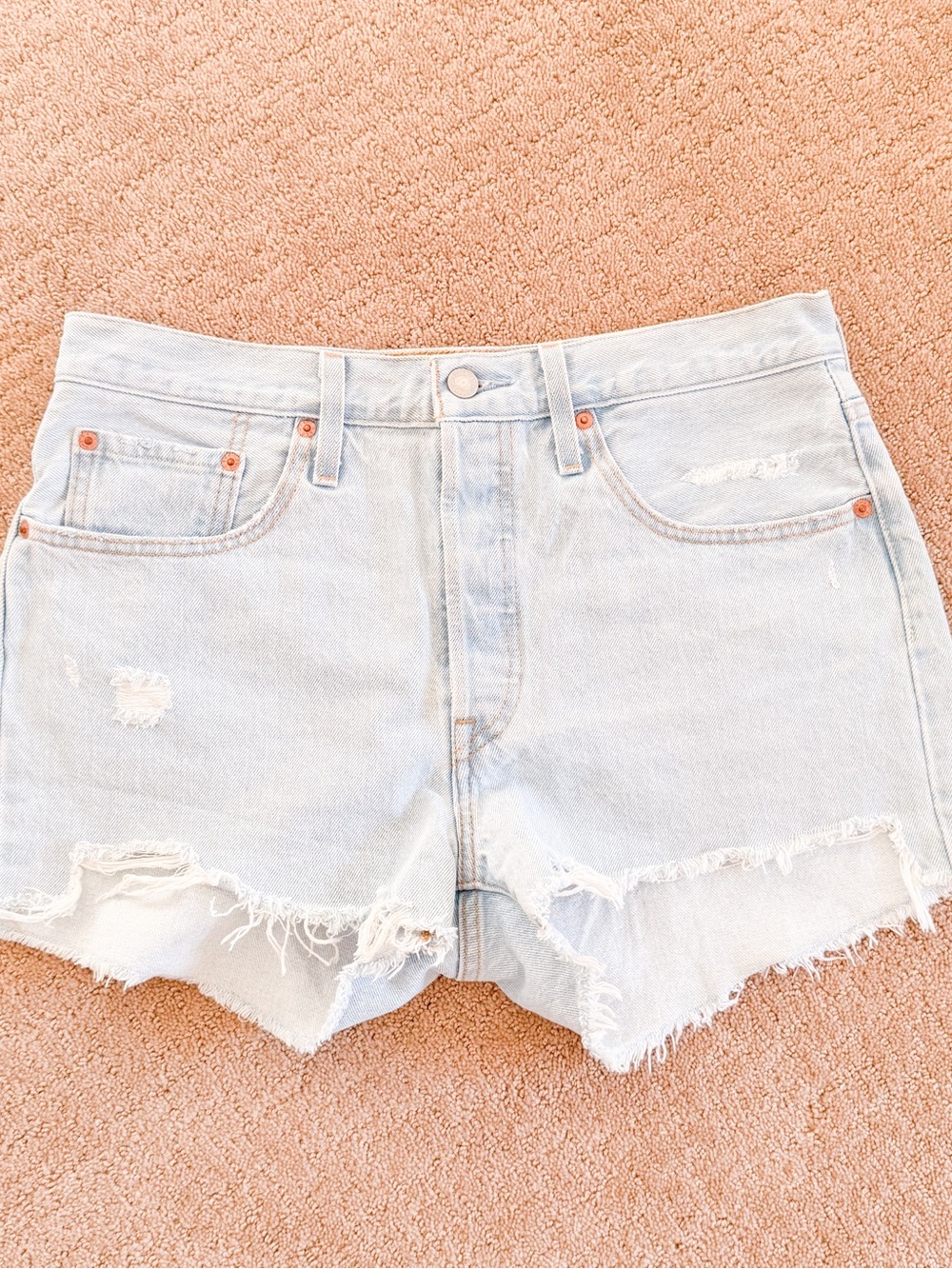 Signature by Levi Strauss Light Blue Distressed Denim Cutoff Shorts